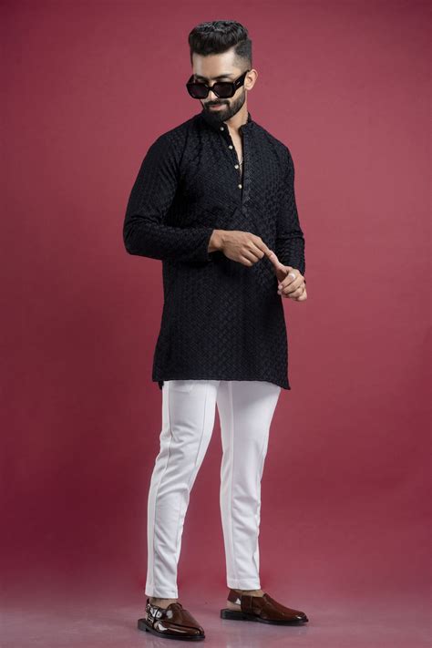 black chikan|Black Chikan Kurta – Milnah